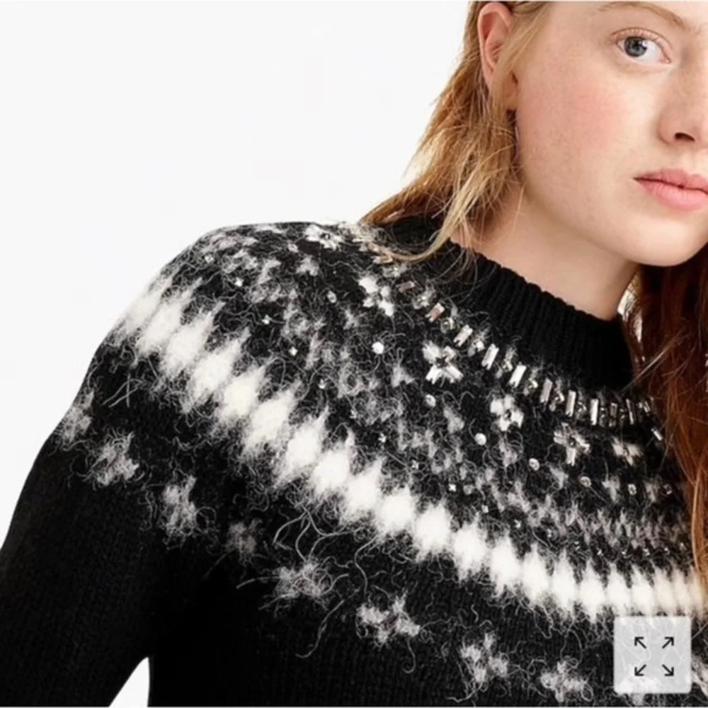 J. Crew Black and White Nordic Yoke Sweater